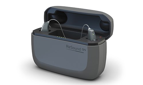 ReSound travel charger for hearing aids.