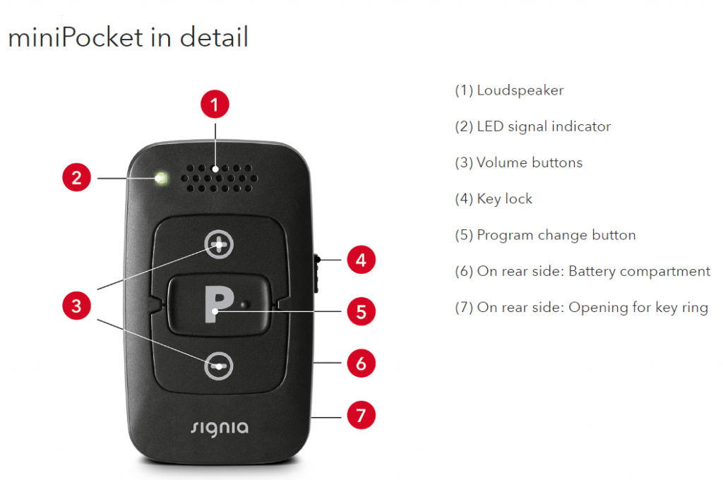 Signia miniPocket hearing aid remote control