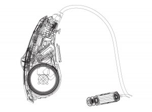 ReSound LiNX Quattro Hearing Aid Line Drawing.