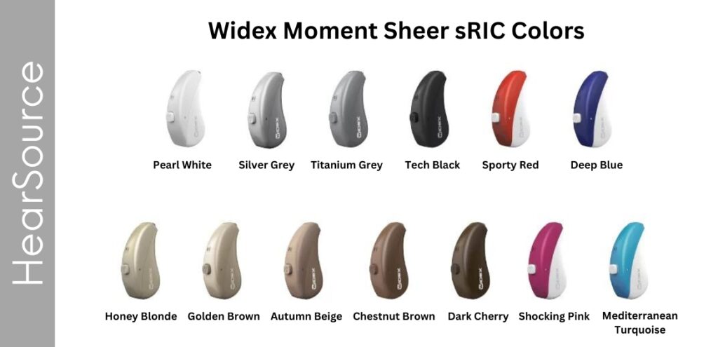 Widex Moment Sheer Hearing Aid Colors.