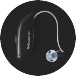 ReSound Omnia hearing aid in deep black color.
