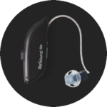 ReSound Omnia Black | ReSound Nexia 9 Hearing Aid<br>(RIE 62) 13 Zinc Air Battery ReSound Omnia hearing aid in deep black color.
