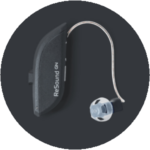 ReSound Omnia hearing aid in Espresso color.