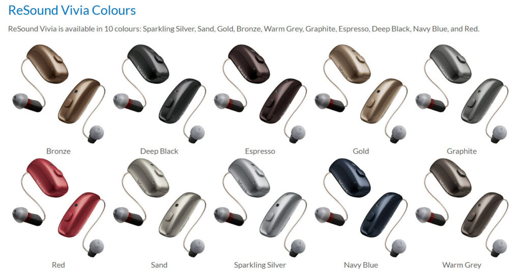 Resound vivia Hearing Aids colors | ReSound Vivia 9<br>Rechargeable Hearing Aids Resound vivia Hearing Aids colors